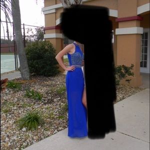 Blue two piece prom dress